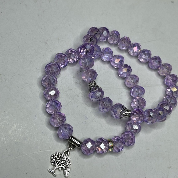 Purple Crystal Angel Tree Charm Bracelet Set - Picture 3 of 3